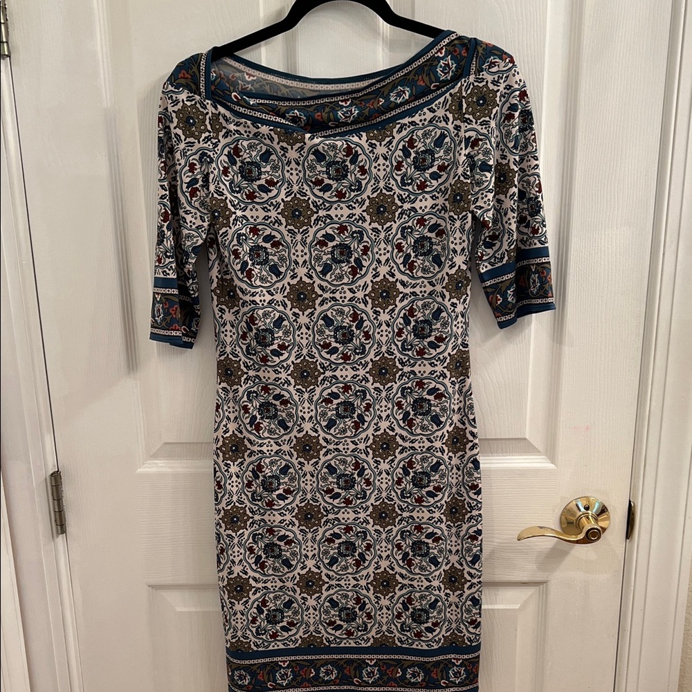 Max Studio Blue And White Patterned Long Sleeve D… - image 2